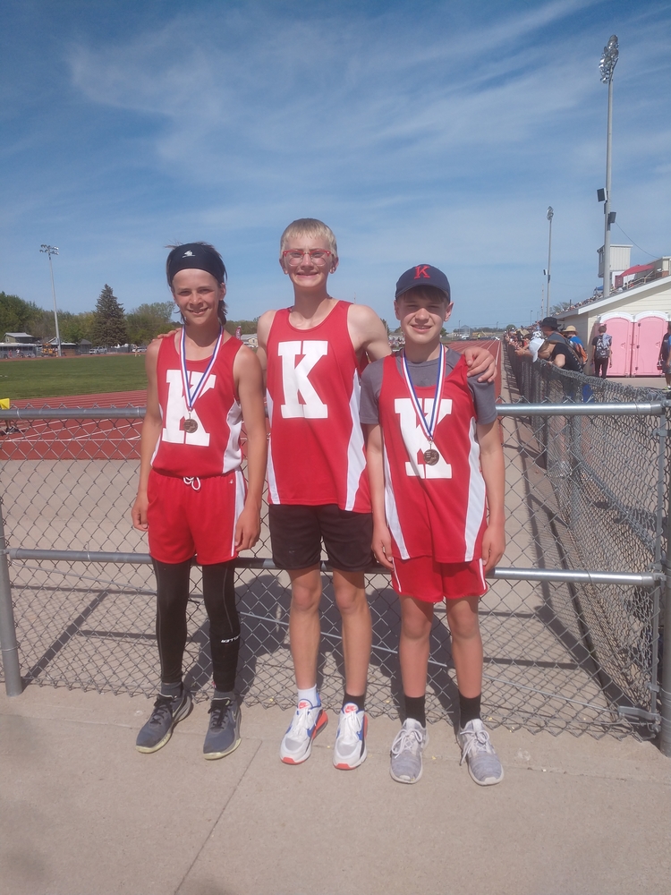 Jr. High Boys Have A Good Day. 2 Medals And A School Record. Peter Russel - Left, Braxton Miller - Middle, Trevor Fuss - Right. 