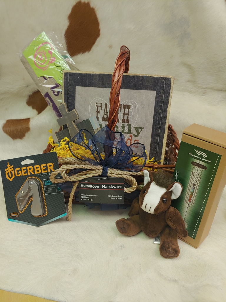 Gift basket donated by Hometown Hardware