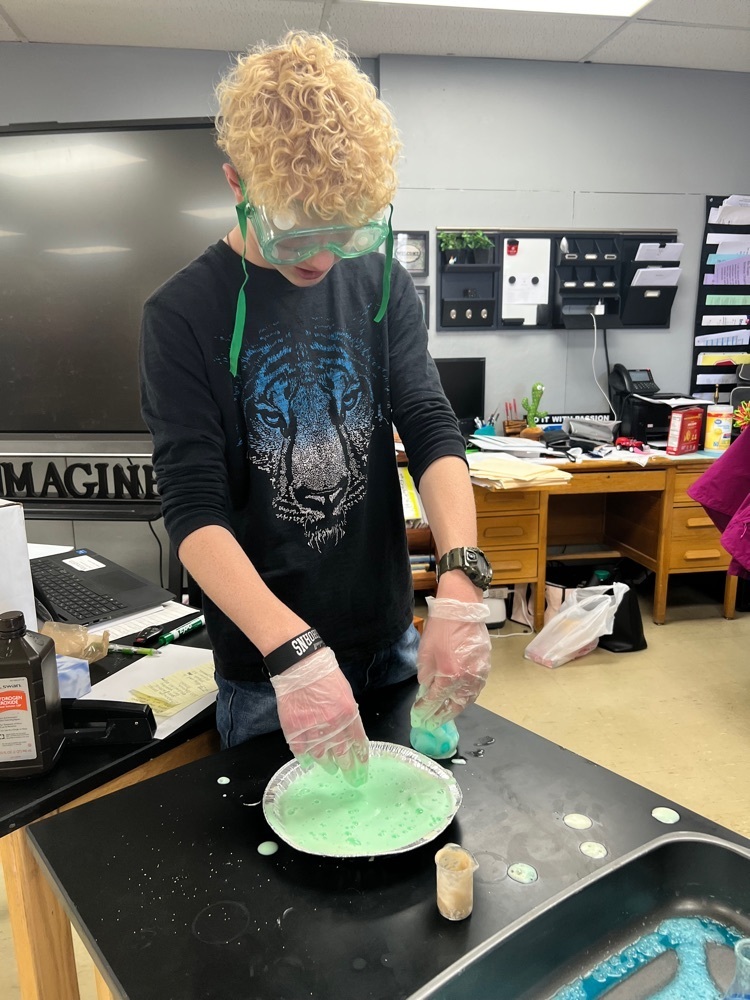 7th Grade is learning about the Changes in States of Matter with Elephant Toothpaste!